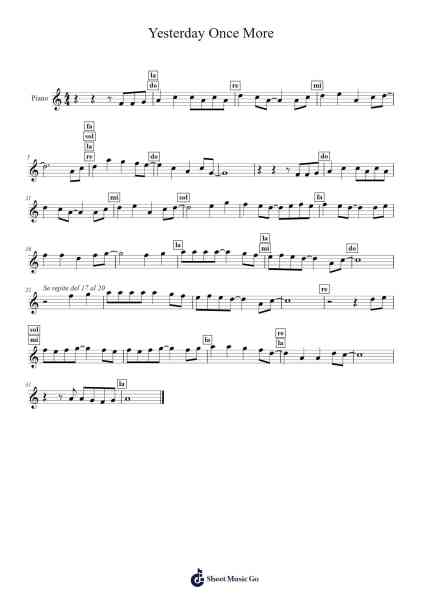 Yesterday Once More Sheet Music by The Carpenters-Arr.Boycegold