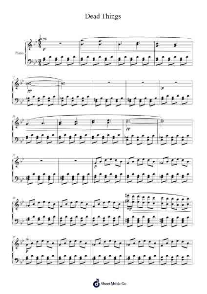 Dead Things Sheet Music by Philip Glass-Arr.Abters Bloomsteele