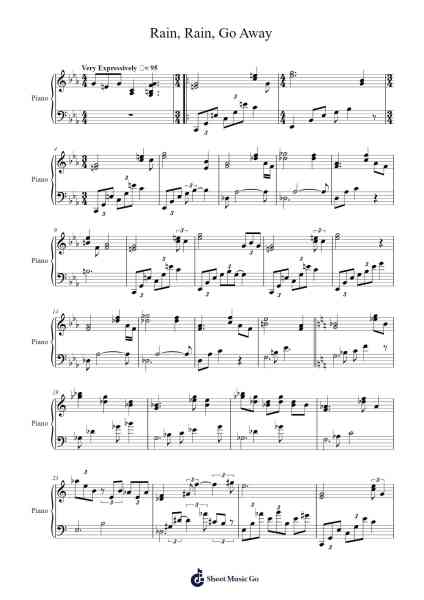 Rain, Rain, Go Away Sheet Music by Vince Guaraldi-Arr.Joypoe Willze