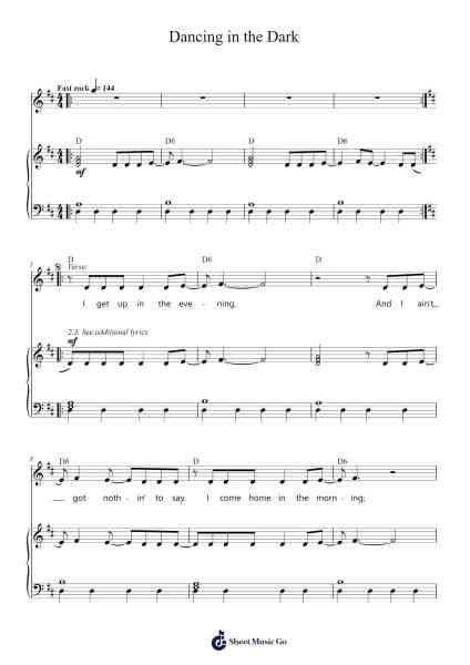 Dancing in the Dark Sheet Music by Bruce Springsteen-Arr.Gasgreve Ausnal