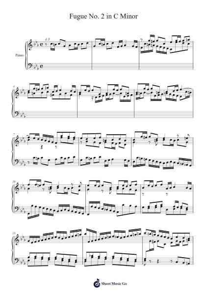 The Well-Tempered Clavier, Book I: Prelude and Fugue No. 2 in C Minor, BWV 847 Sheet Music by Johann Sebastian Bach-Arr.Wildeh Francesgrace