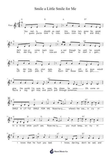 Smile a Little Smile for Me Sheet Music by Flying Machine-Arr.Jeamesney