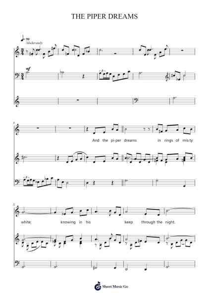 THE PIPER DREAMS Sheet Music by Jerry Goldsmith-Arr.Backpert Poexon