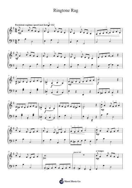Ringtone Rag Sheet Music by Pam Wedgwood-Arr.Jesphy Vebmons