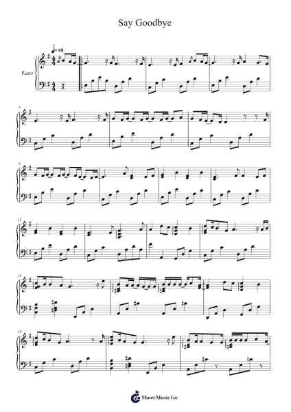 Say Goodbye Sheet Music by Song Haye-Arr.Bridrian