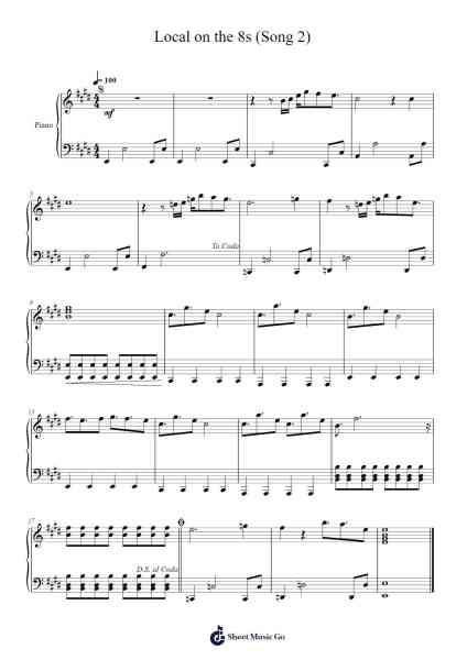 Local on the 8s (Song 2) Sheet Music by -Arr.Urrite