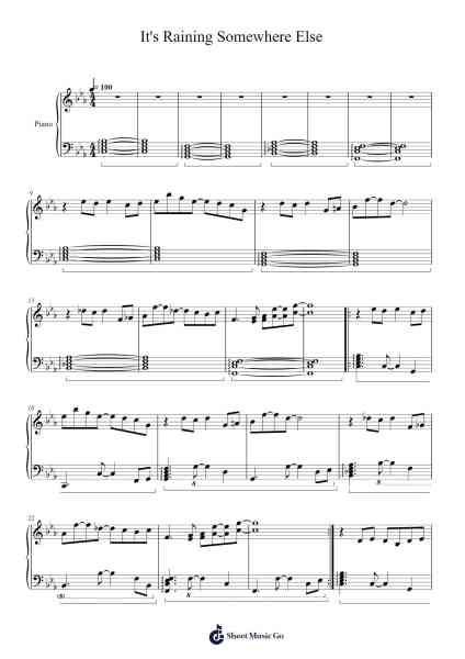 It's Raining Somewhere Else Sheet Music by Toby Fox-Arr.Keatsshua Beareade