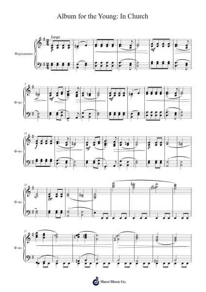 Album for the Young, Op. 39: No. 24, In Church Sheet Music by Pyotr Ilyich Tchaikovsky-Arr.Flowerthan