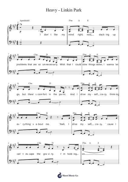 Heavy - Linkin Park Sheet Music by Linkin Park-Arr.Bartrhys Shelcie
