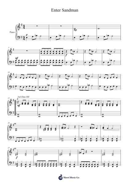 Enter Sandman Sheet Music by Metallica-Arr.Otnold