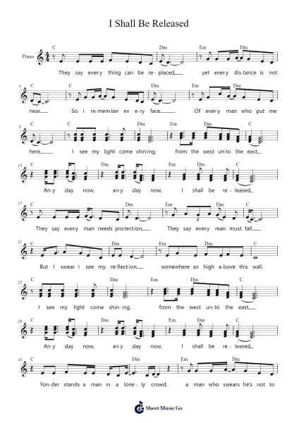 I Shall Be Released Sheet Music by Jeff Buckley-Arr.Flowerrae