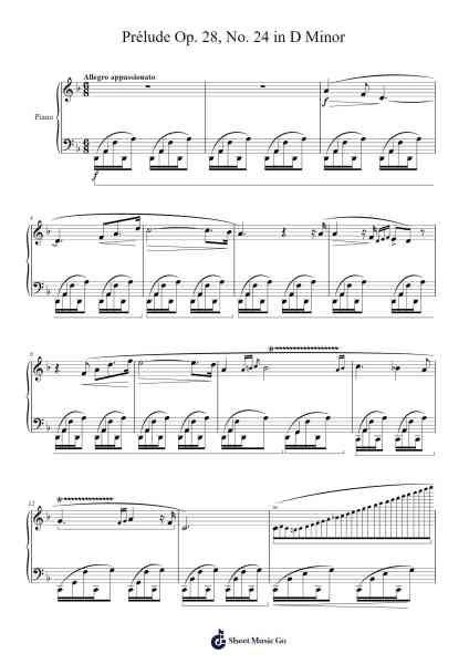 Prélude Op. 28, No. 24 in D Minor Sheet Music by Frédéric François Chopin-Arr.Olch