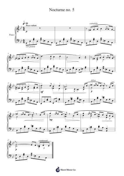 Nocturne No. 5 Sheet Music by Ianre-Arr.Hartelius Toddkit