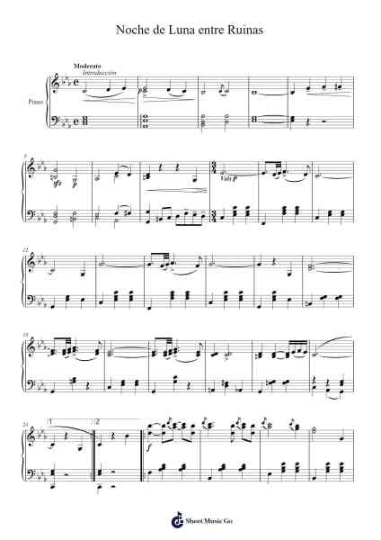 Noche de Luna entre Ruinas Sheet Music by Mariano Valverde-Arr.Salme Brianva