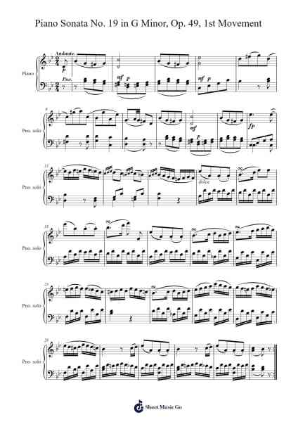 Piano Sonata No. 19 in G Minor, Op. 49, No. 1: I. Andante Sheet Music by Ludwig van Beethoven-Arr.Bilmons Magmeg