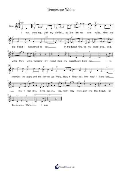 Tennessee Waltz Sheet Music by Pee Wee King-Arr.Sonsaul Corfort