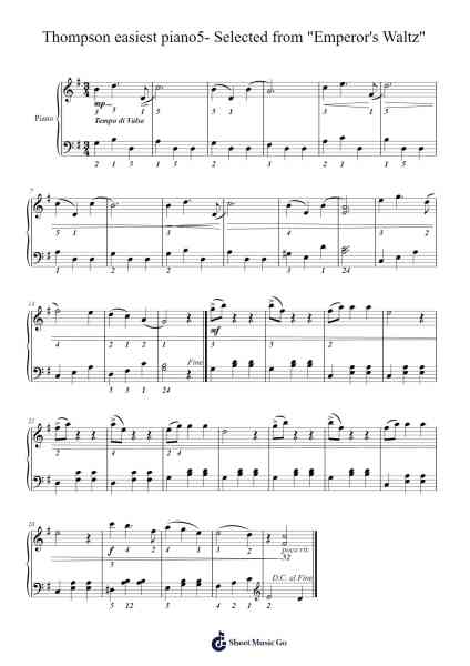 Thompson easiest piano5- Selected from "Emperor's Waltz" Sheet Music by John Thompson-Arr.Zimwis