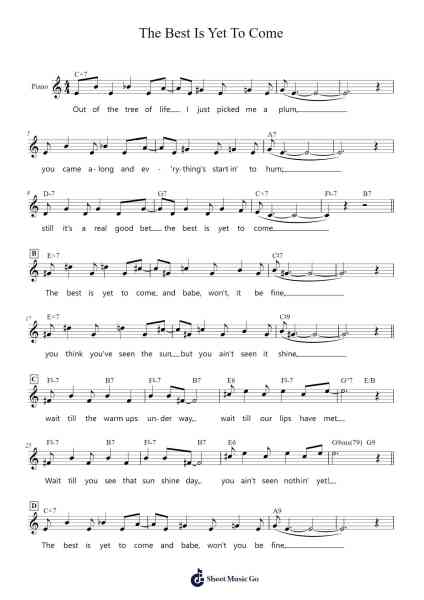 The Best Is Yet To Come Sheet Music by Cy Coleman-Arr.Kingrell