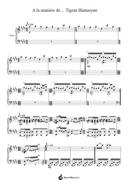 A la manière de ... Tigran Hamasyan Sheet Music by Tigran Hamasyan/Andrej Wosnitza-Arr.Stator