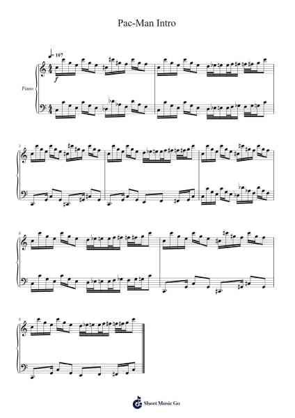 Pac-Man Intro Sheet Music by Shigeichi Ishimura/Toshio Kai-Arr.Junechad