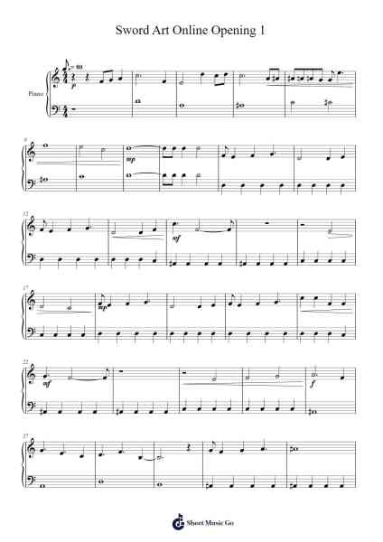 Sword Art Online Opening 1 Sheet Music by Sword Art Online-Arr.Jesvin