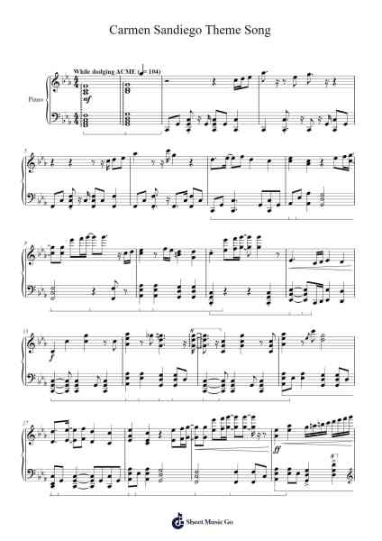 Carmen Sandiego Theme Song (2019) Sheet Music by Misc Television-Arr.Bergdrew Browningthur