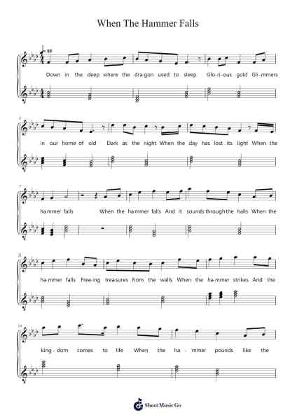 When The Hammer Falls Sheet Music by Clamavi De Profundis-Arr.Dilmos