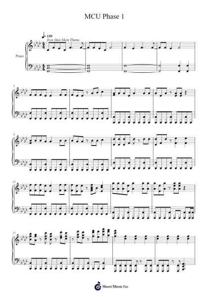 MCU Phase 1 Sheet Music by Alan Silvestri-Arr.Jamescook