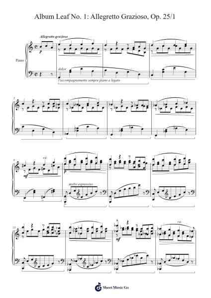 Album Leaf No. 1: Allegretto Grazioso, Op. 25/1 Sheet Music by Curbeau-Arr.Stowemon