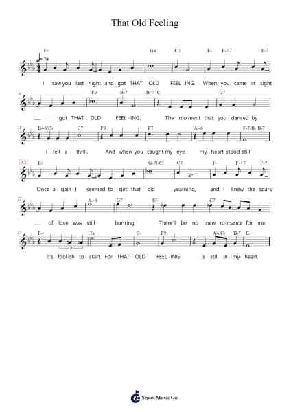 That Old Feeling Sheet Music by Sammy Fain-Arr.Hartecam Thodoreboyle