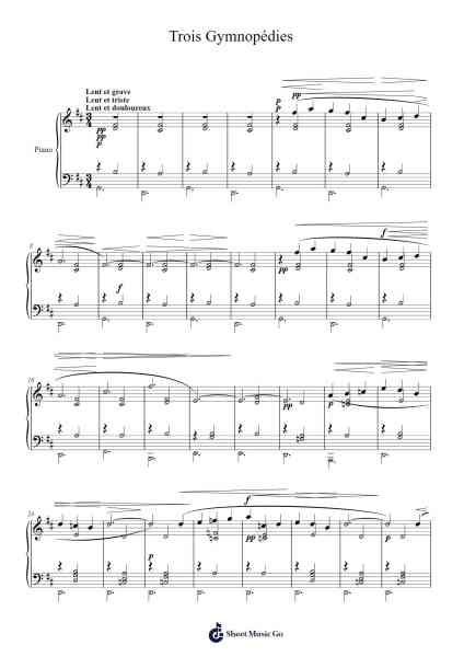 Trois Gymnopédies Sheet Music by Erik Satie-Arr.Gemcol Nemott