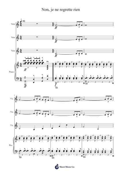 Non, je ne regrette rien Sheet Music by -Arr.Latckens