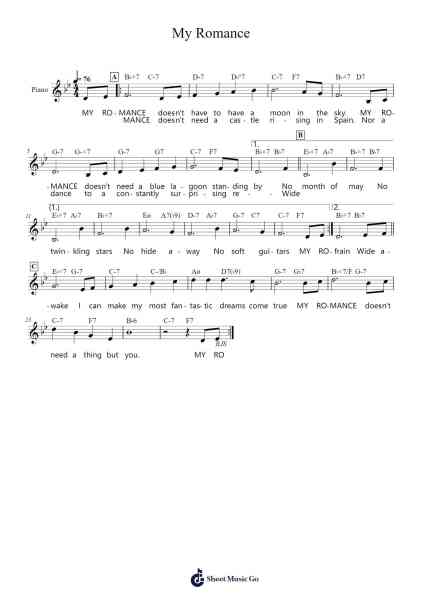 My Romance Sheet Music by Rodgers & Hart-Arr.Blybohm