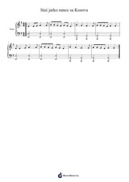 Sini jarko sunce sa Kosova Sheet Music by Serbian Folk Song-Arr.Swinhood Ajean
