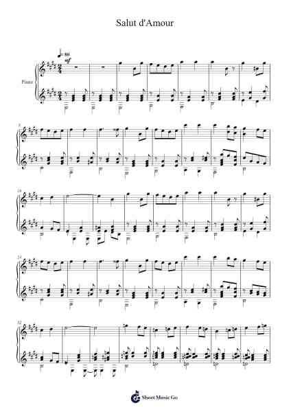 Salut d'Amour, Op. 12 Sheet Music by Edward Elgar-Arr.Kelins Woothe