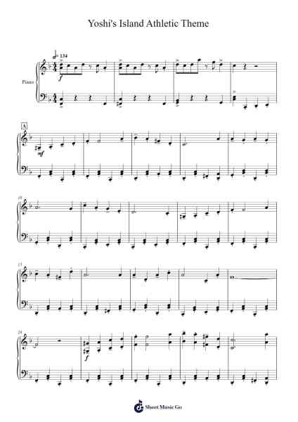 Yoshi's Island Athletic Theme Sheet Music by Koji Kondo-Arr.Popdict Greyburns