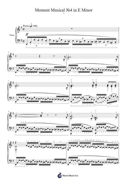 Moment Musical No. 4 in E Minor, Op. 94, D 780 Sheet Music by Sergei Rachmaninoff-Arr.Osrias Drewnia