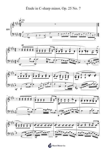 Étude in C-sharp minor, Op. 25 No. 7 Sheet Music by Frédéric Chopin-Arr.Shellay