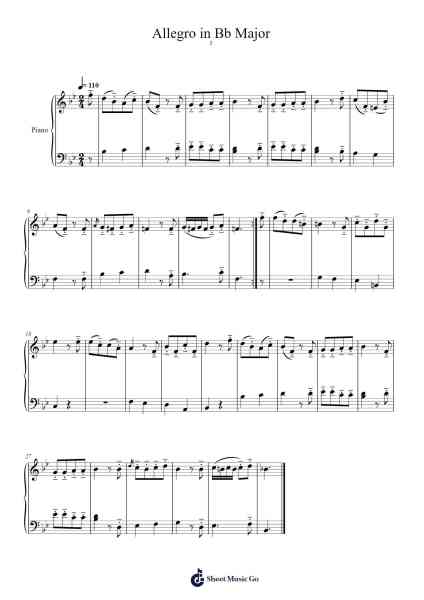 Allegro in B-flat Major, K. 3 Sheet Music by W. A. Mozart-Arr.Leiflance Bessvian