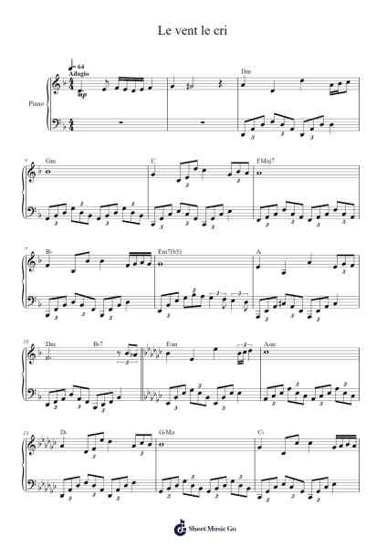 Le vent le cri Sheet Music by Ennio Morricone-Arr.Keatsyoung