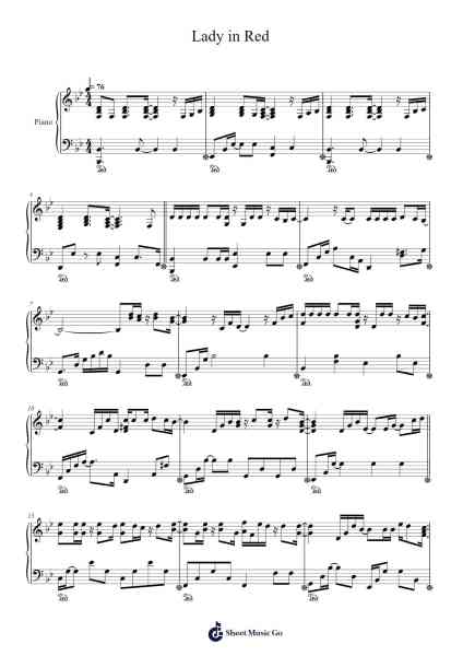Lady in Red Sheet Music by Chris de Burgh-Arr.Arquinn