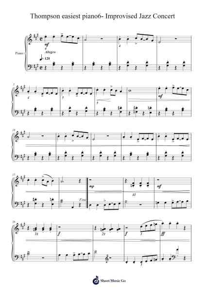 Thompson easiest piano6- Improvised Jazz Concert Sheet Music by yamada-Arr.Zaharte Whlith