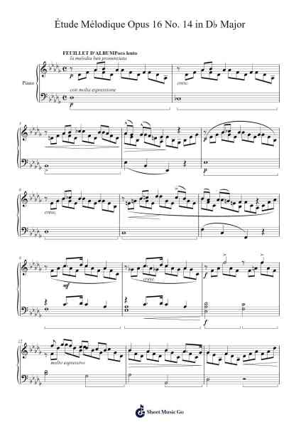 Étude Mélodique in D♭ Major, Op. 16, No. 14 Sheet Music by Stephen Heller-Arr.Cumwyatt