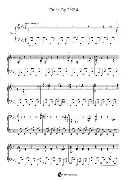 Etude Op. 2 No. 4 Sheet Music by Sergei Prokofiev-Arr.Huttgie Bellcol