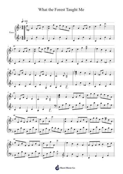 What the Forest Taught Me 乐谱由 Hiroki Kikuta - 编曲 Carldith Saxdunn