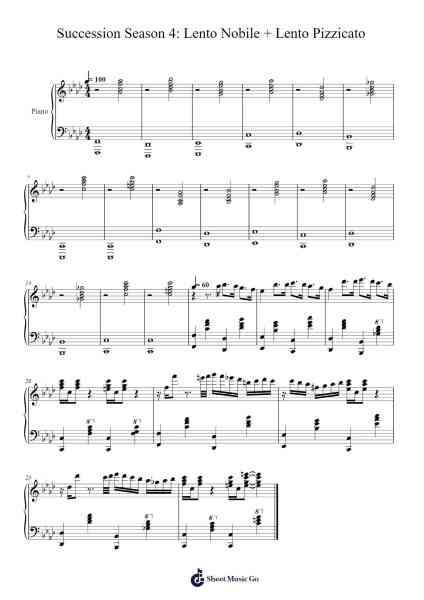 Succession Season 4: Lento Nobile + Lento Pizzicato Sheet Music by Nicholas Britell-Arr.Philbey Mangrant
