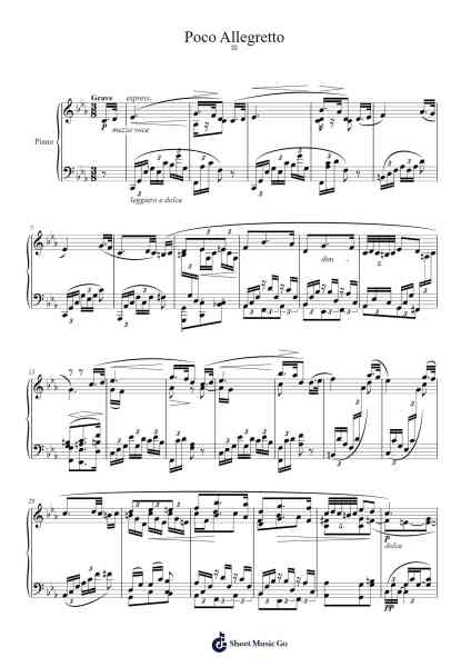 Symphony No. 7 in E Minor, Op. 60: II. Poco Allegretto Sheet Music by Johannes Brahms-Arr.Bunkyle Wanmia