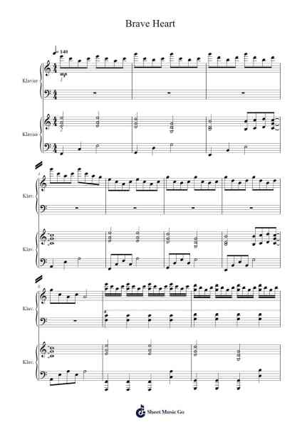 Brave Heart Sheet Music by Misc Cartoons-Arr.Bautab
