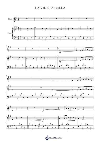 LA VIDA ES BELLA Sheet Music by Nicola Piovani-Arr.Halemorse