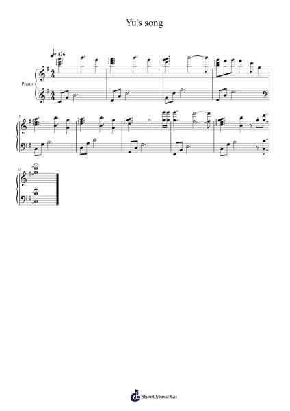 Yu's song Sheet Music by Yu Takasaki-Arr.Crodre Kipqe